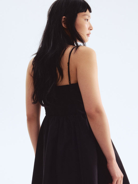 Flared-skirt cotton dress